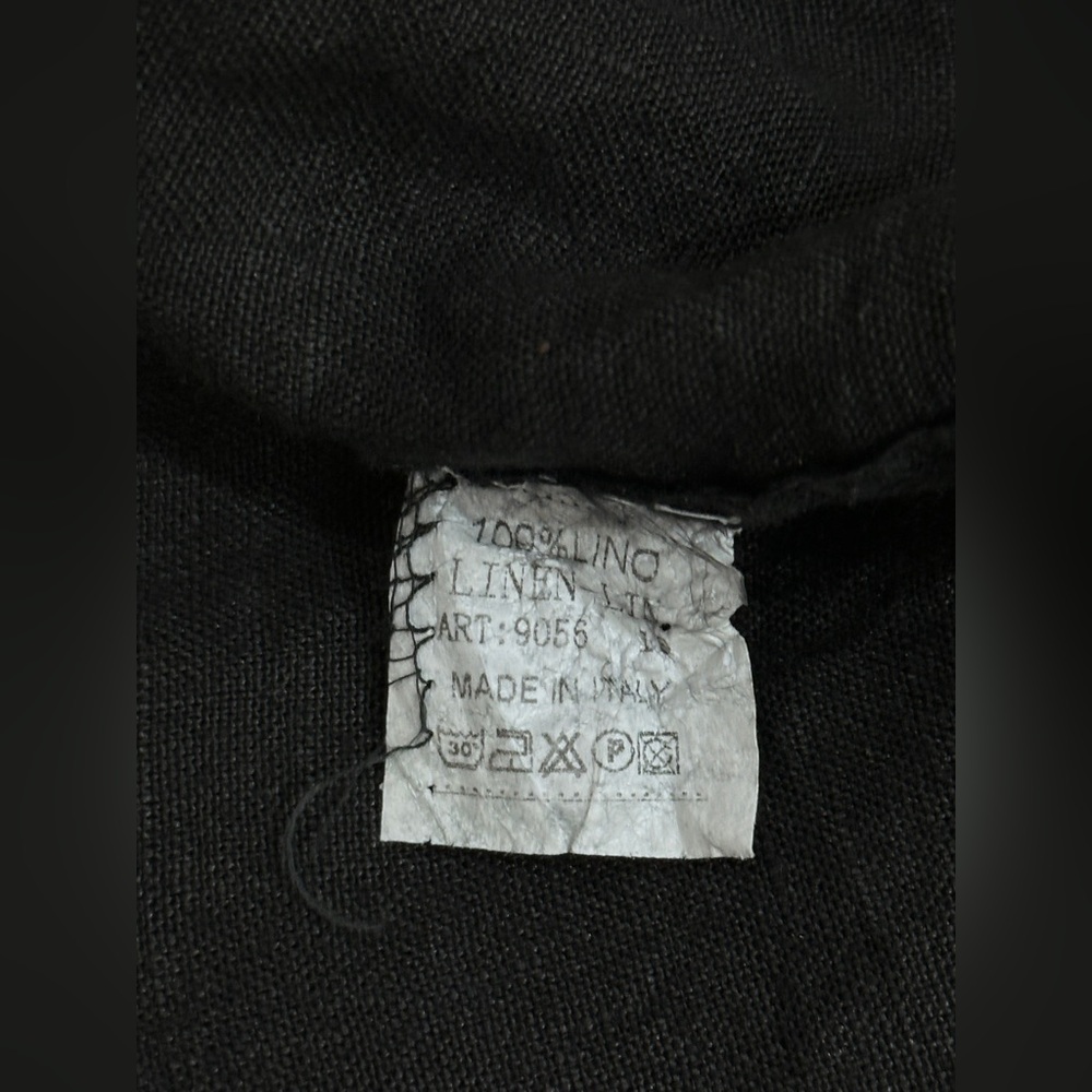 Gigi Moda Italy Linen Hooded Jacket Black Drawstring Hem Floral Back OS - Picture 15 of 15